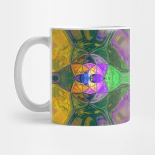 Mosaic Kaleidoscope Flower Yellow Green and Pink Mug